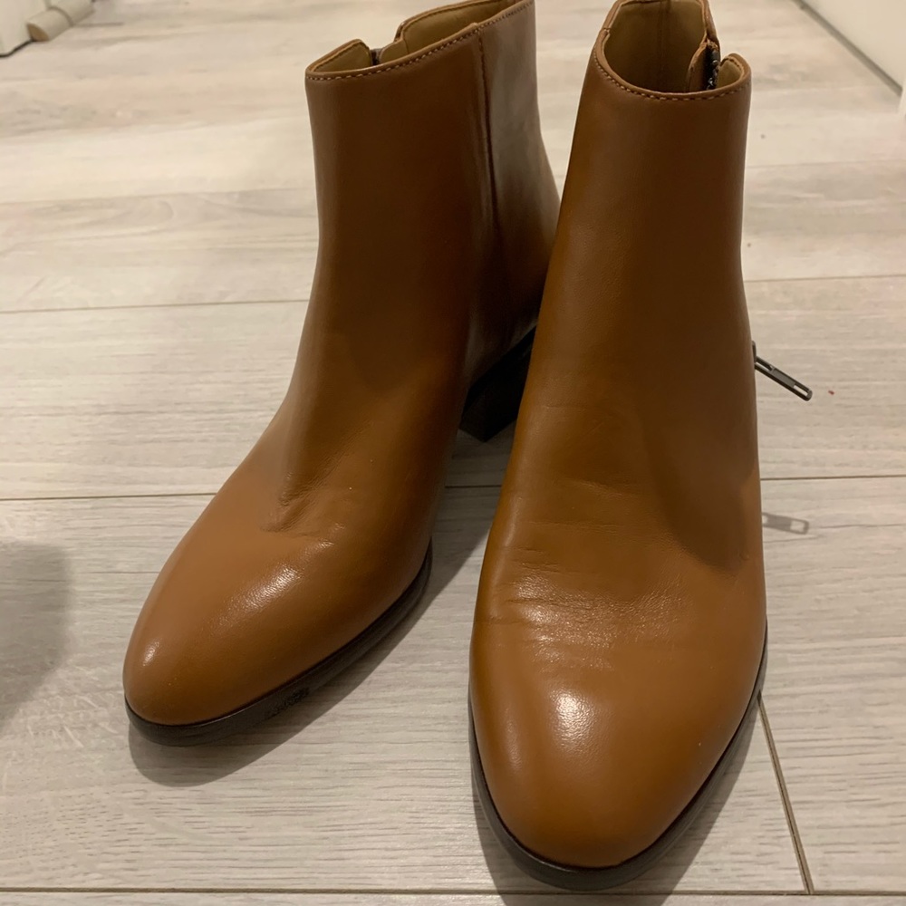J. Crew Cognac Leather Ankle Booties